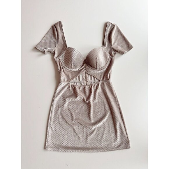 LA SENZA Grey Velvet Glitter Padded Sweetheart Corset Mini Dress, Size S - Picture 4 of 14